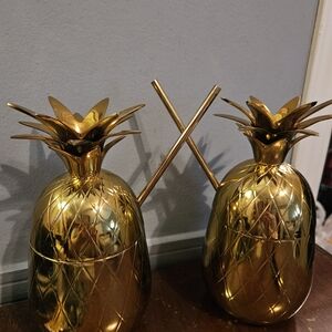 Elegant BRASS Pineapple Tumbler Set